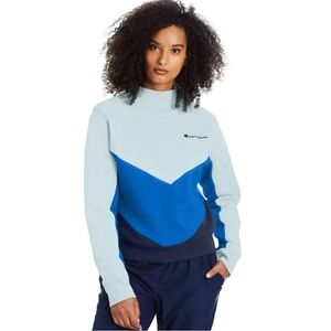 Champion Snow Grey, Lite & Navy Blue Colorblock Long Sleeve Mock Neck